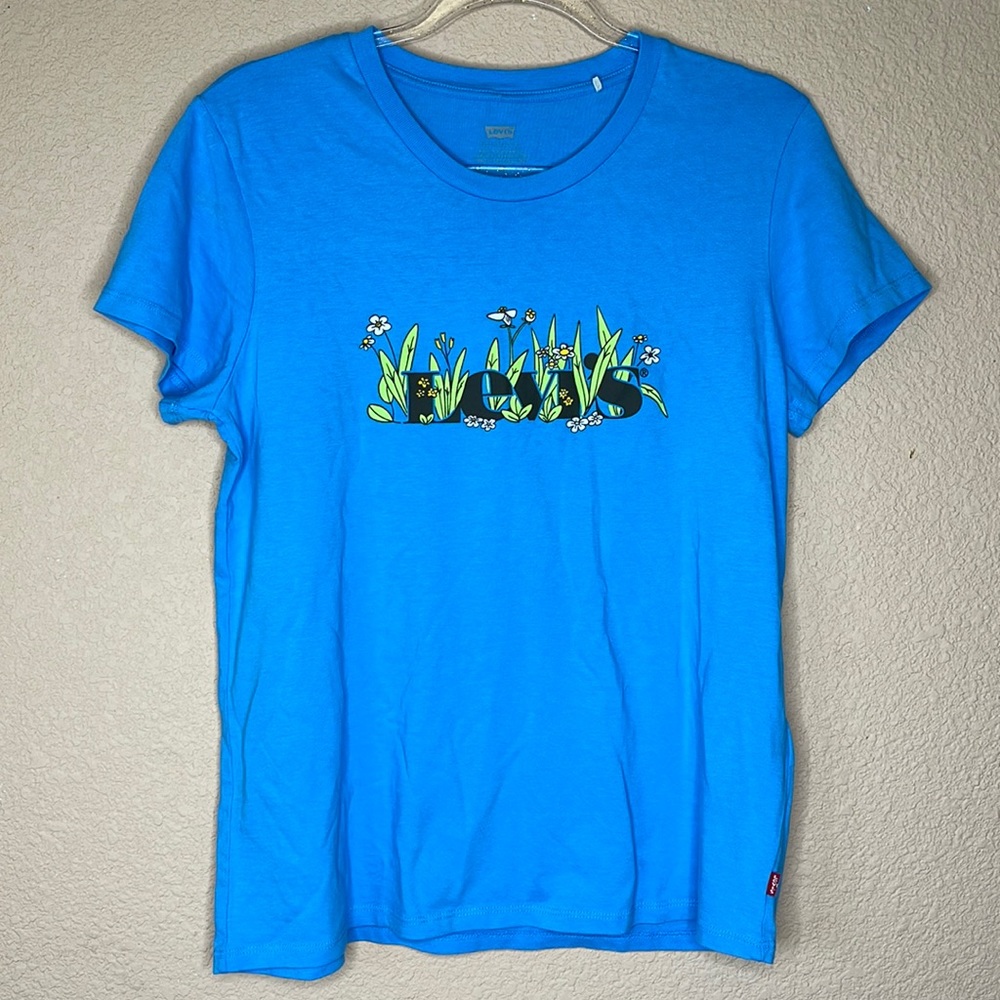 Levis spring floral blue tee size medium